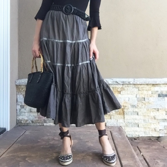 Vintage Cottagecore Full Maxi Skirt with Ruffle - Picture 3 of 6